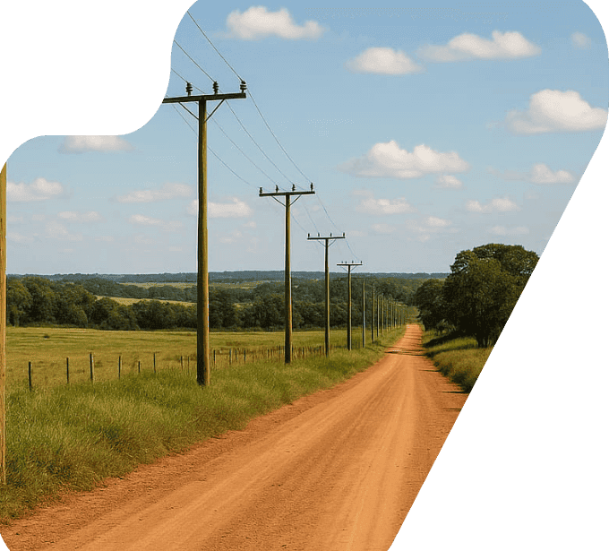 imagem poste energia internet fibra optica telecomunicações feito com eucalipto tratado eucatratus